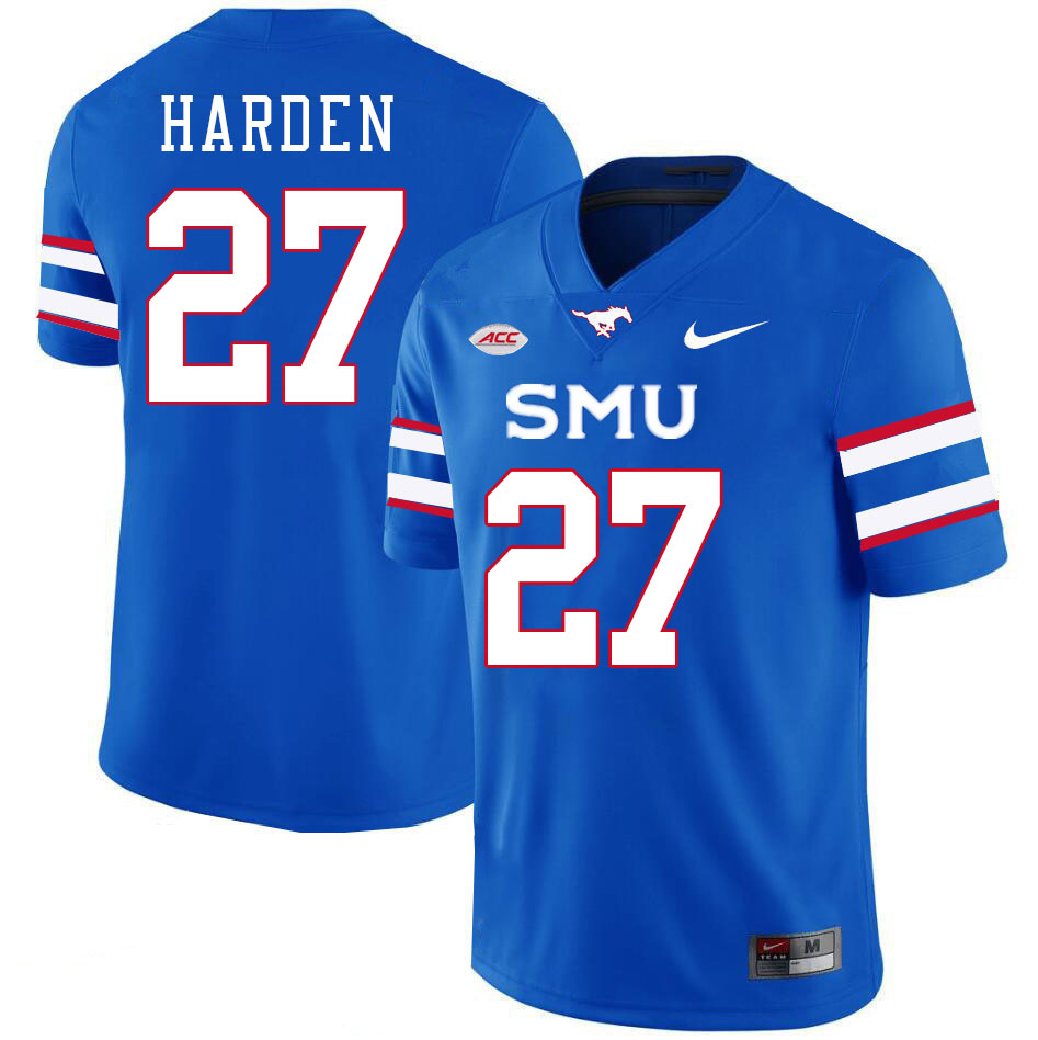 SMU Mustangs #27 T.J. Harden Jersey College Football Uniforms-Royal